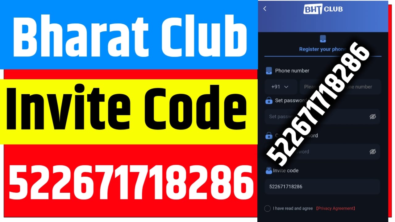 Bharat Club Invitation Code is 522671718286 | Bharat Club Invite Code is 522671718286